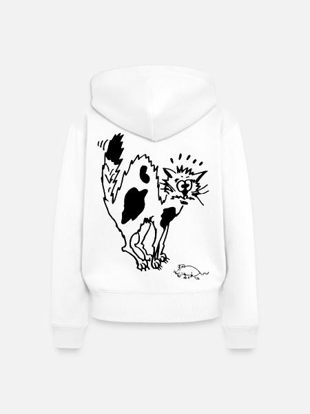Katze und Maus witzig - Frauen Premium Bio Zip Hoodie - Weiß