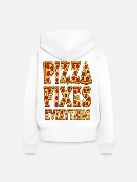 Pizza fixes everything – Fun Food Spruch - Frauen Premium Bio Zip Hoodie - Weiß