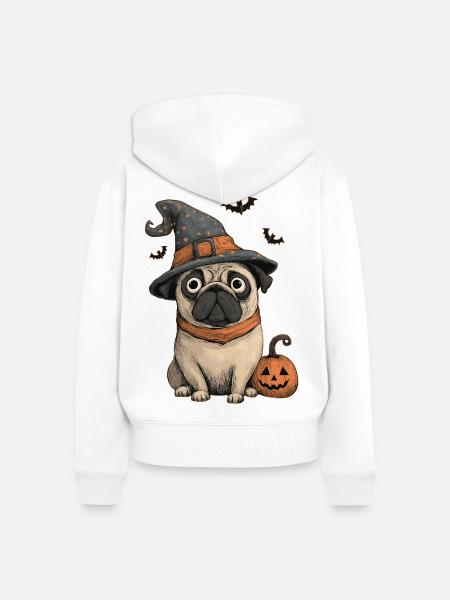 Mops Halloween - Frauen Premium Bio Zip Hoodie - Weiß