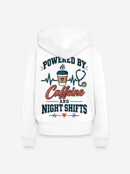 Kaffee Kraft NachtSchicht - Frauen Premium Bio Zip Hoodie - Weiß