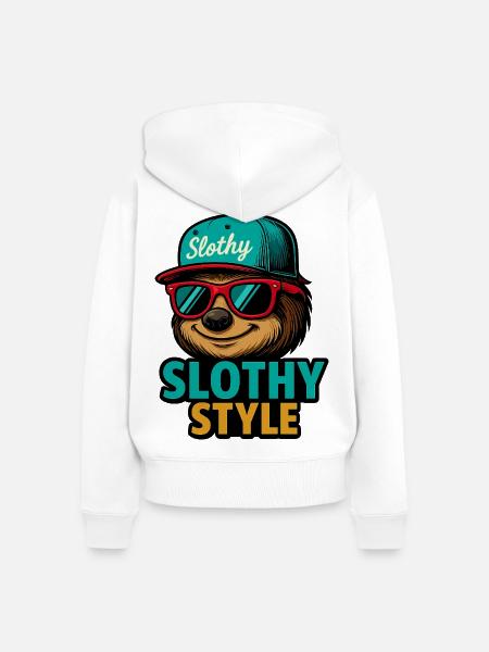 Slothy Style – Sloth Streetwear - Frauen Premium Bio Zip Hoodie - Weiß