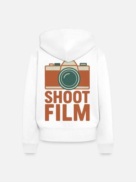 Shoot Film Retro Kamera - Frauen Premium Bio Zip Hoodie - Weiß