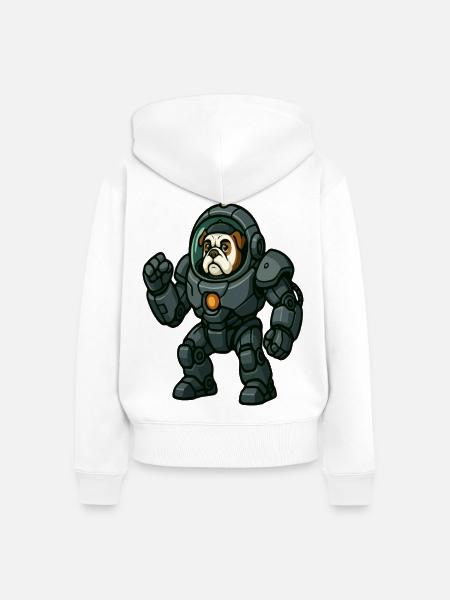 Bulldog-Pilot in schwerer Mech-Weltraumrüstung - Frauen Premium Bio Zip Hoodie - Weiß