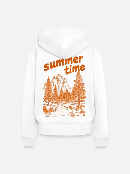 Sommerzeit Natursilhouette - Frauen Premium Bio Zip Hoodie - Weiß
