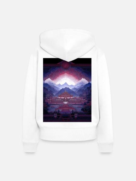 Psy Art - Pagode in Berglandschaft - Frauen Premium Bio Zip Hoodie - Weiß