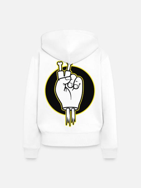 Bone Fingers Siegeszeichen - Frauen Premium Bio Zip Hoodie - Weiß