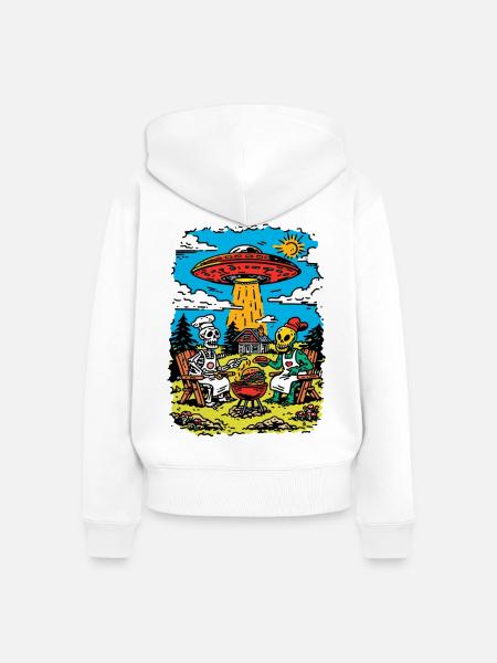 Doomsday BBQ - Frauen Premium Bio Zip Hoodie - Weiß
