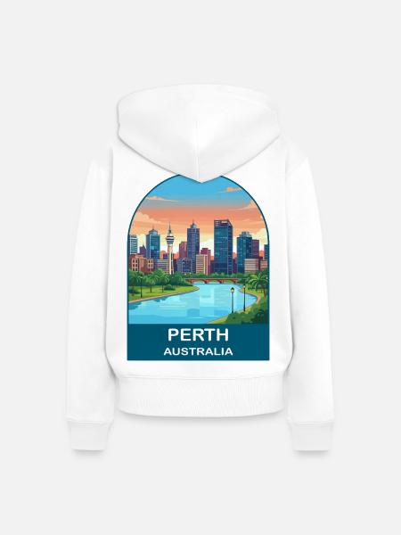 Perth, Australien Swan River Reiseplakat-Kunst - Frauen Premium Bio Zip Hoodie - Weiß