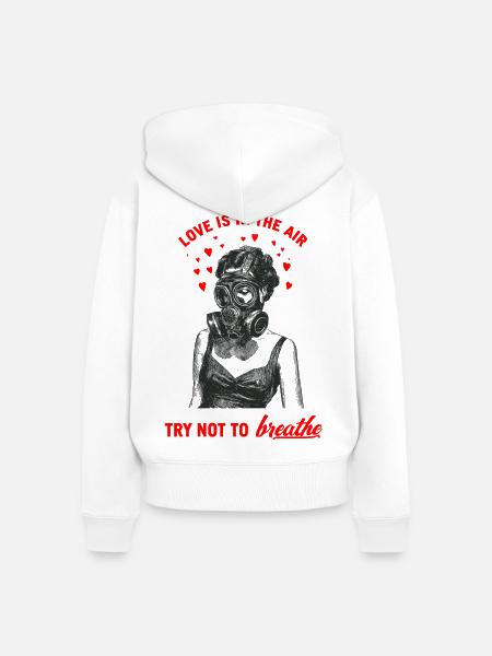 Liebe in der Luft - Frauen Premium Bio Zip Hoodie - Weiß
