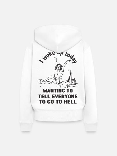 I woke up.... - Frauen Premium Bio Zip Hoodie - Weiß