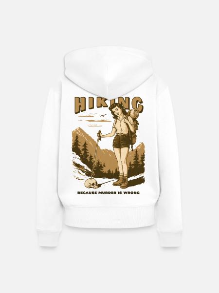 Hiking, because.... - Frauen Premium Bio Zip Hoodie - Weiß