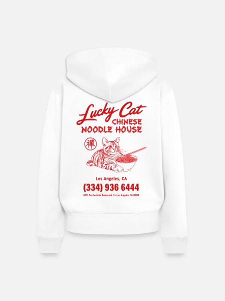 Lucky cat - Frauen Premium Bio Zip Hoodie - Weiß