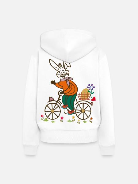Osterhase, Osterei, Osterfest - Frauen Premium Bio Zip Hoodie - Weiß