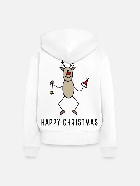 happy christmas - Frauen Premium Bio Zip Hoodie - Weiß