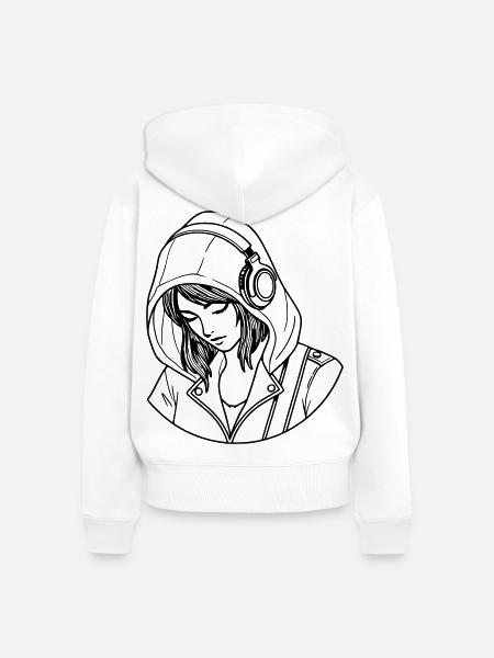 Frau Liebe Musik - Frauen Premium Bio Zip Hoodie - Weiß