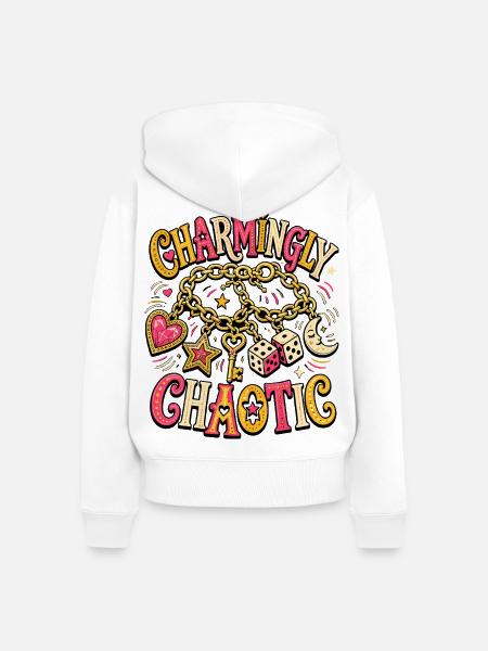 Charmingly Chaotic – Charm Chaos - Frauen Premium Bio Zip Hoodie - Weiß
