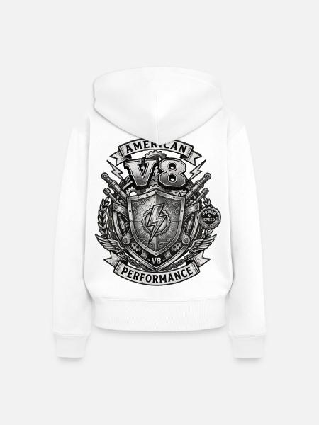 V8 - Frauen Premium Bio Zip Hoodie - Weiß