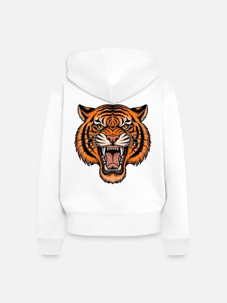 Roaring Tiger Emblem - Frauen Premium Bio Zip Hoodie - Weiß
