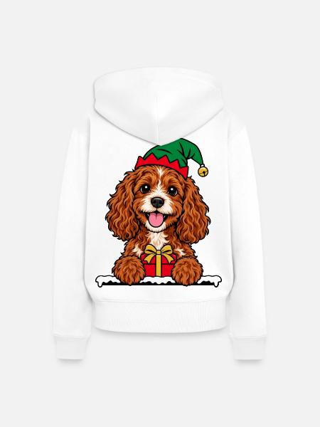Weihnachten Cavapoo - Frauen Premium Bio Zip Hoodie - Weiß