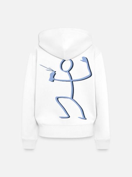 Blauer Strichmensch Spritz Graffiti Spray - Frauen Premium Bio Zip Hoodie - Weiß