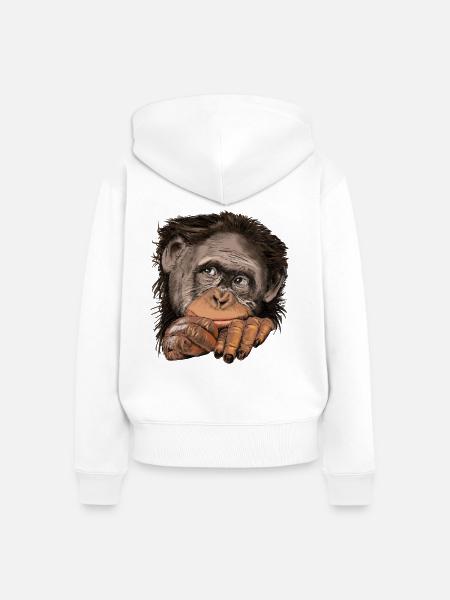 Affe - Frauen Premium Bio Zip Hoodie - Weiß