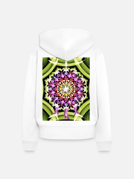 Traumfänger Blütenmandala - Frauen Premium Bio Zip Hoodie - Weiß