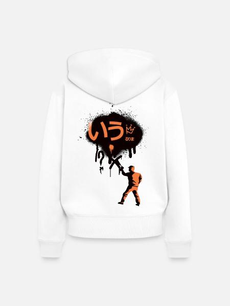 Abstrakt Sprayer Logo - Frauen Premium Bio Zip Hoodie - Weiß