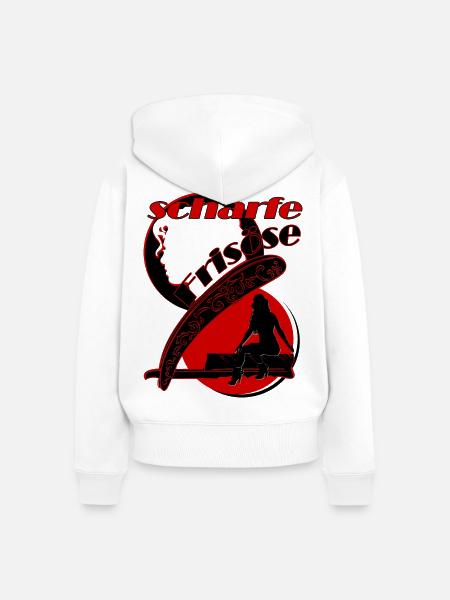 scharfe Frisöse schwarz rot Frau - Frauen Premium Bio Zip Hoodie - Weiß