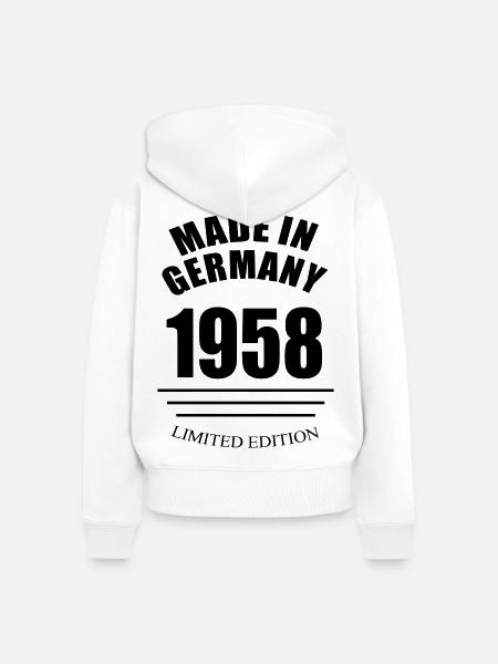 made in germany 1958 limited edition - Frauen Premium Bio Zip Hoodie - Weiß