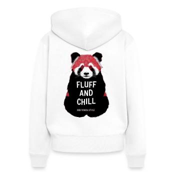 Fluff and Chill – Red Panda Style - Women's Premium Organic Zip Hoodie - white - Back - AI Model Female 172 light (172cm)