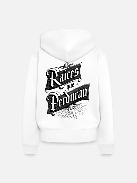 Raíces que Perduran - Frauen Premium Bio Zip Hoodie - Weiß