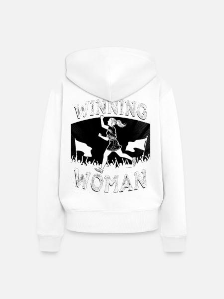 Winning Woman Run - Frauen Premium Bio Zip Hoodie - Weiß