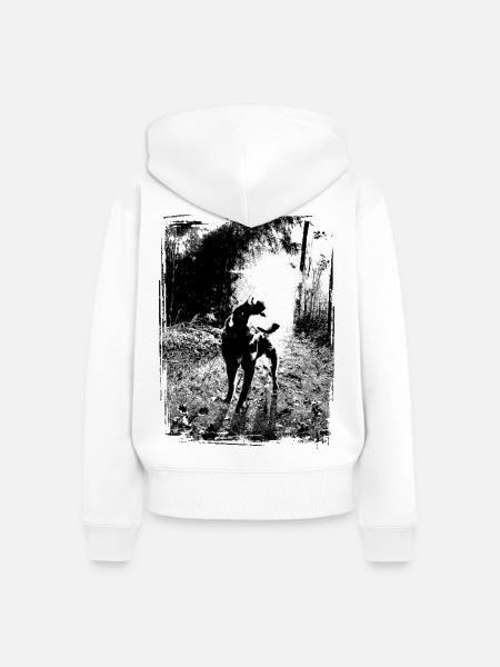 Nachtwald Hundemotiv - Frauen Premium Bio Zip Hoodie - Weiß