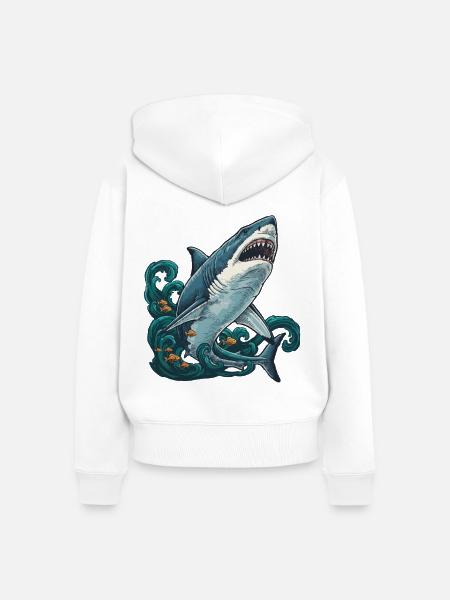 Alter-Predator-Ozean-Weißhai - Frauen Premium Bio Zip Hoodie - Weiß