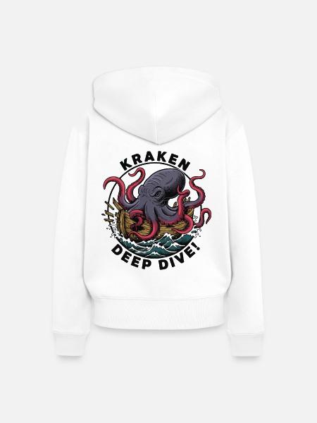 Kraken Deep Dive Angriffsschiff - Frauen Premium Bio Zip Hoodie - Weiß