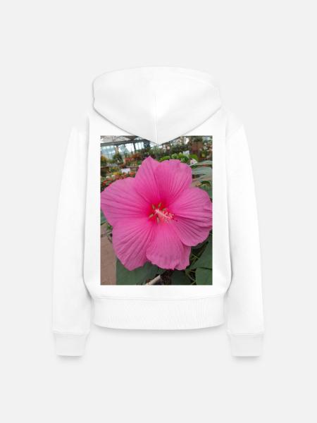 Hibiscus Rose Tropical Glow Textile - Frauen Premium Bio Zip Hoodie - Weiß