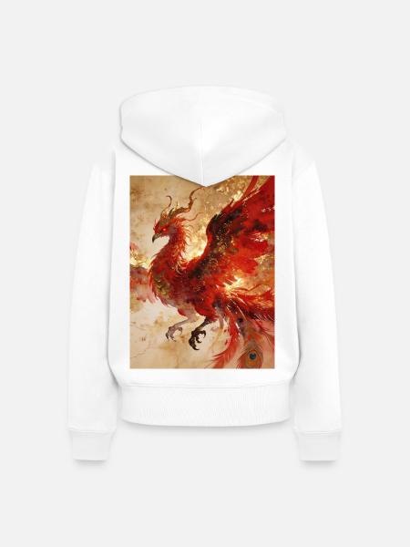 Der Sonnenherr: Phönix (Fenghuang) – Harmon - Frauen Premium Bio Zip Hoodie - Weiß