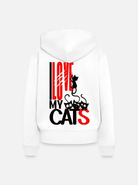 I love my cats – Katzenliebe - Frauen Premium Bio Zip Hoodie - Weiß