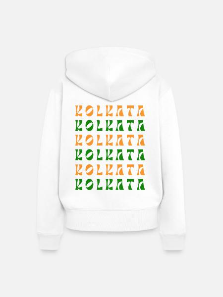 Kolkata-Mosaik in Safran und Smaragd - Frauen Premium Bio Zip Hoodie - Weiß