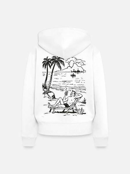 Strandabend Palmen Meer Silhouette - Frauen Premium Bio Zip Hoodie - Weiß