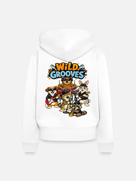 Wild Grooves: Animal Band - Frauen Premium Bio Zip Hoodie - Weiß
