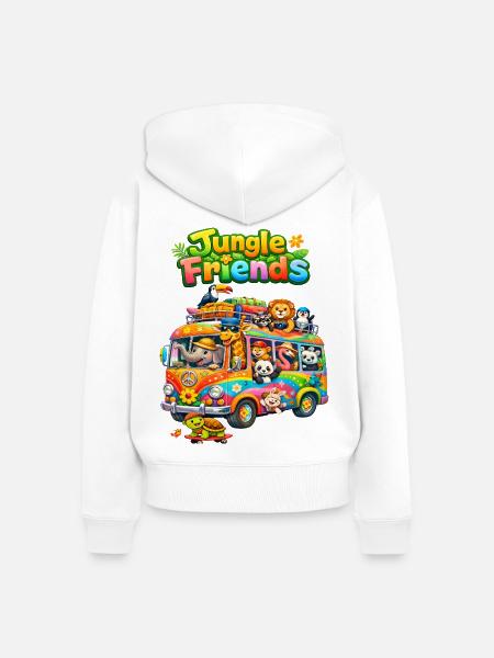 Jungle Friends Bus - Frauen Premium Bio Zip Hoodie - Weiß