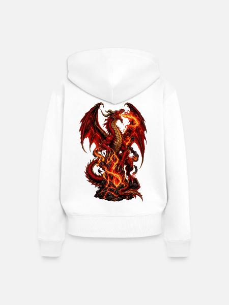 Flammendrache Inferno - Frauen Premium Bio Zip Hoodie - Weiß