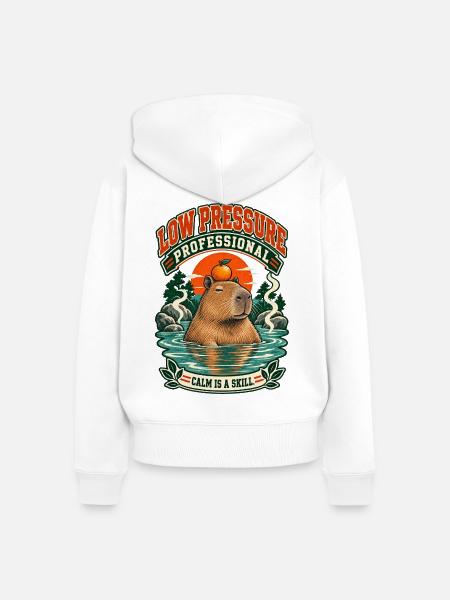 Capybara – Niederdruck-Profi - Frauen Premium Bio Zip Hoodie - Weiß