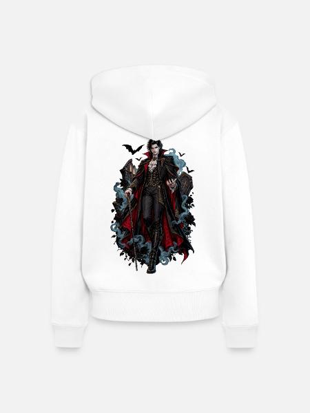 Adliger Vampir im Barockcape - Frauen Premium Bio Zip Hoodie - Weiß