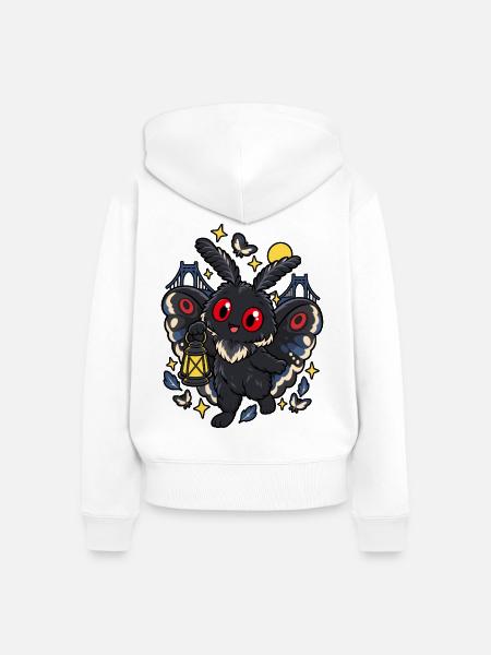 Nachtfalter-Kobold mit Laterne - Frauen Premium Bio Zip Hoodie - Weiß