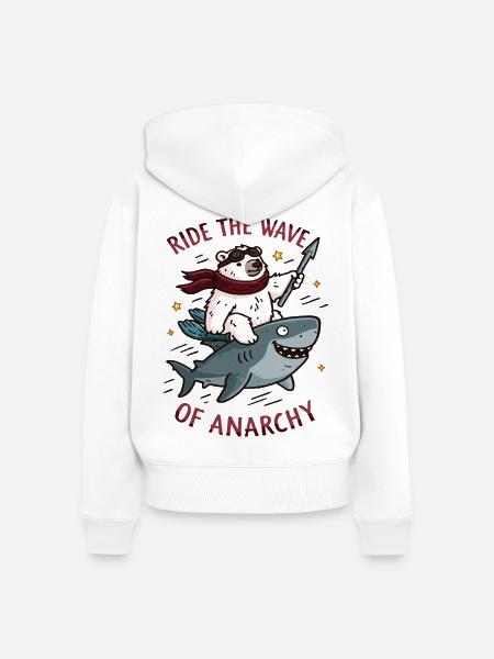 Ride the anarchy - Frauen Premium Bio Zip Hoodie - Weiß