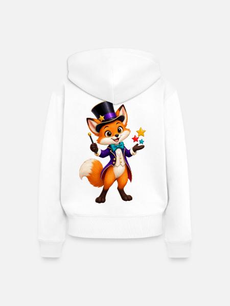 Zaubernder Fuchs Magier-Charakter - Frauen Premium Bio Zip Hoodie - Weiß