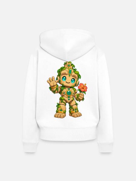 Dschungel-Golem Hibiskus - Frauen Premium Bio Zip Hoodie - Weiß