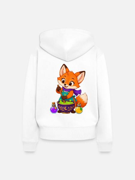 Zauberfuchs im Kessel - Frauen Premium Bio Zip Hoodie - Weiß